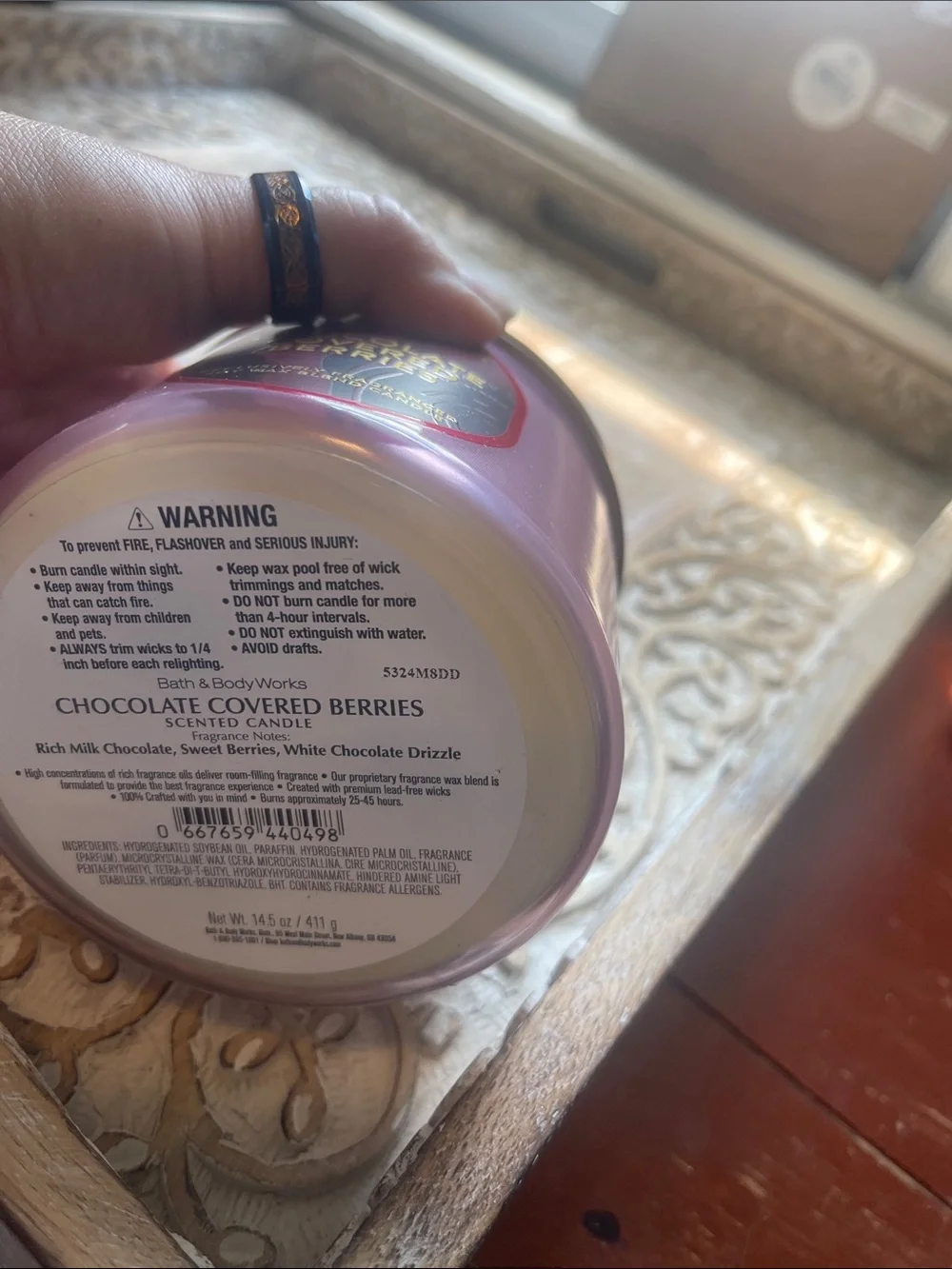 Bath & Body Works Chocolate Covered Berries Candle - Pink & Cream